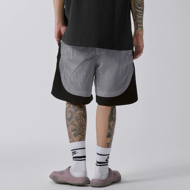 F2CE summer lightweight outdoor metal nylon splicing trend sports five point beach pocket workwear drawstring shorts