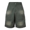 F2CE vintage loose trendy shorts American high street men's summer pocket wide leg workwear washed gradient cropped pants