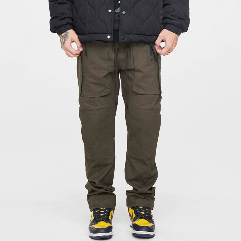 F2CE functional multi pocket workwear casual pants autumn loose strap men's American trend Vibe style high street pants