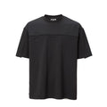 F2CE original basic versatile small collar trendy base solid color T-shirt with bone breaking splicing casual loose short sleeved shirt