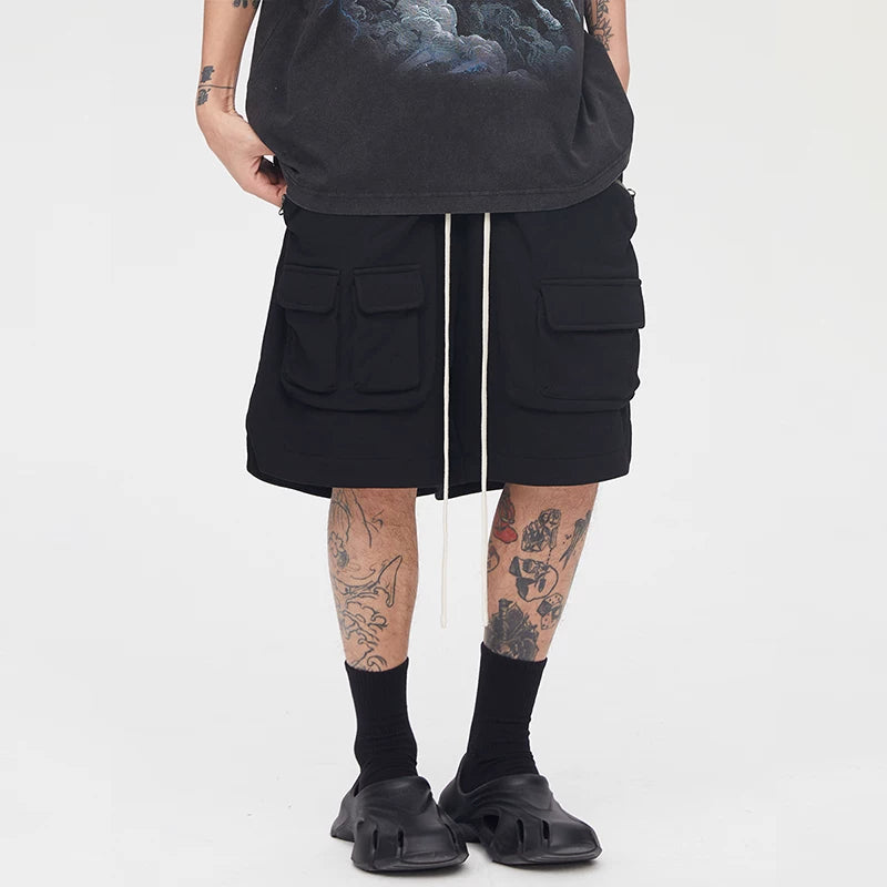 F2CE American style trendy high street Vibe looped multi pocket zipper tactical workwear functional heavyweight loose shorts for men