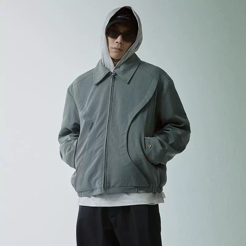 F2CE Trend Deconstruction Wide Edge Splicing CleanFit Collar Zipper Short Wide Jacket Casual Top Coat for Men