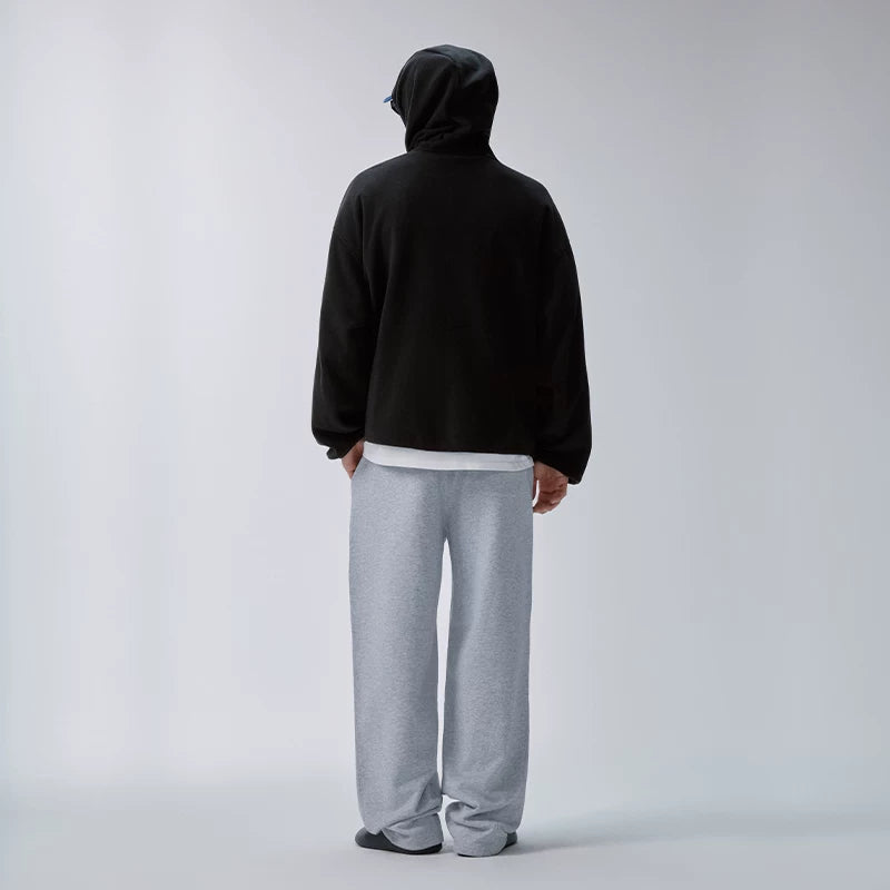 F2CE retro thick pullover hooded half zip sweatshirt with fleece fleece cap for couples, loose autumn and winter American jacket