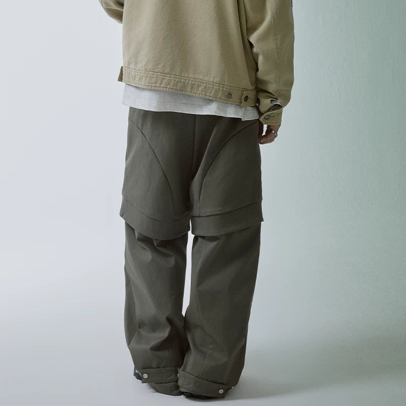 F2CE split splicing functional workwear casual pants autumn and winter loose wide leg American trend Vibe style high street pants