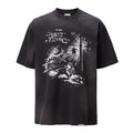 F2CE Heavy duty Washed Gradient Old American Retro High Street Trendy Printed T-shirt Summer Loose Casual Short Sleeve