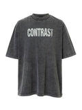 F2CE basic slogan print summer couple short sleeved heavyweight vintage clean fit simple T-shirt for men and women