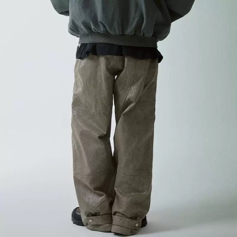 F2CE deconstructive splicing trend pants, loose straight leg silhouette, distressed pattern, brushed wax, Vibe style versatile casual pants