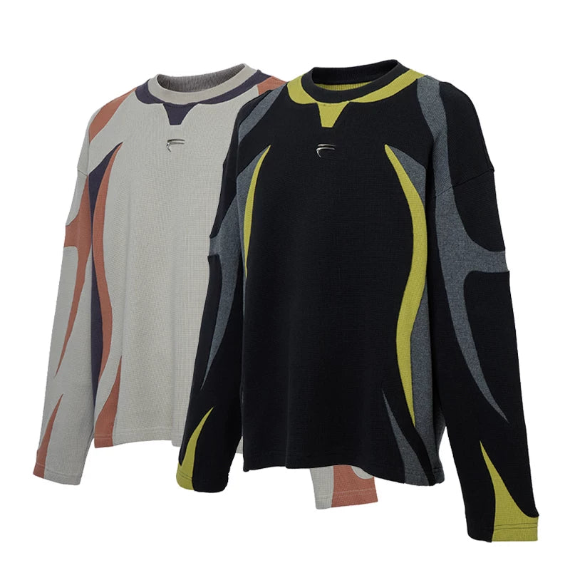 F2CE Trendy High Street Deconstruction Color Contrast Splicing Waffle Loose silhouette Round Neck Autumn/Winter Cleanfit Hoodie