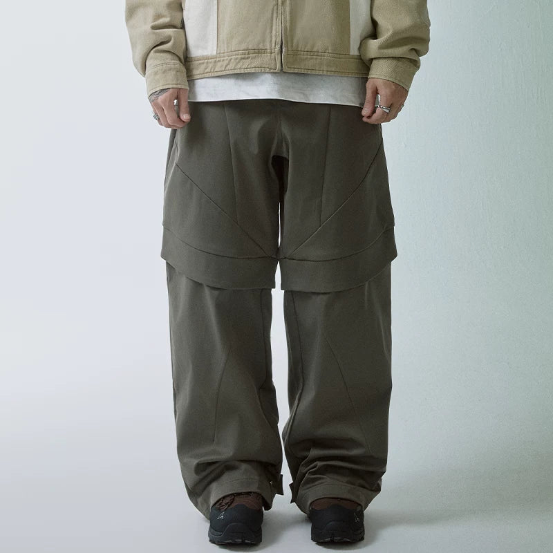 F2CE split splicing functional workwear casual pants autumn and winter loose wide leg American trend Vibe style high street pants