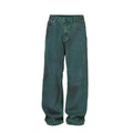 F2CE heavy-duty handmade gradient dyed washed vintage loose straight leg wide leg high street denim casual pants