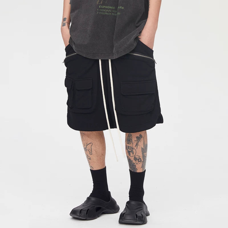 F2CE American style trendy high street Vibe looped multi pocket zipper tactical workwear functional heavyweight loose shorts for men