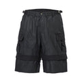 F2CE wax coated workwear knee length shorts, dark and loose silhouette high street Vibe versatile multi pocket cropped pants