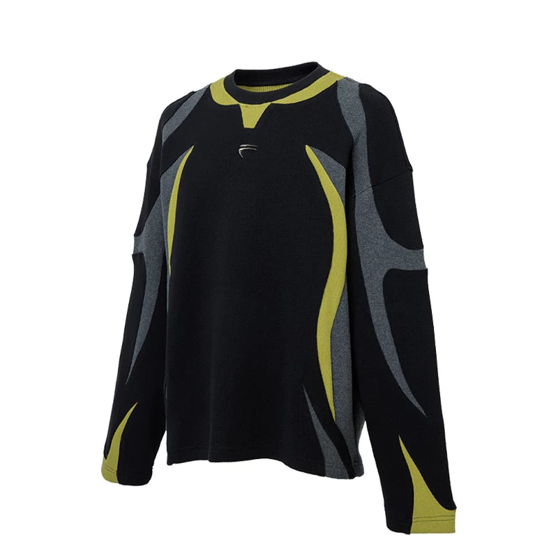 F2CE Trendy High Street Deconstruction Color Contrast Splicing Waffle Loose silhouette Round Neck Autumn/Winter Cleanfit Hoodie