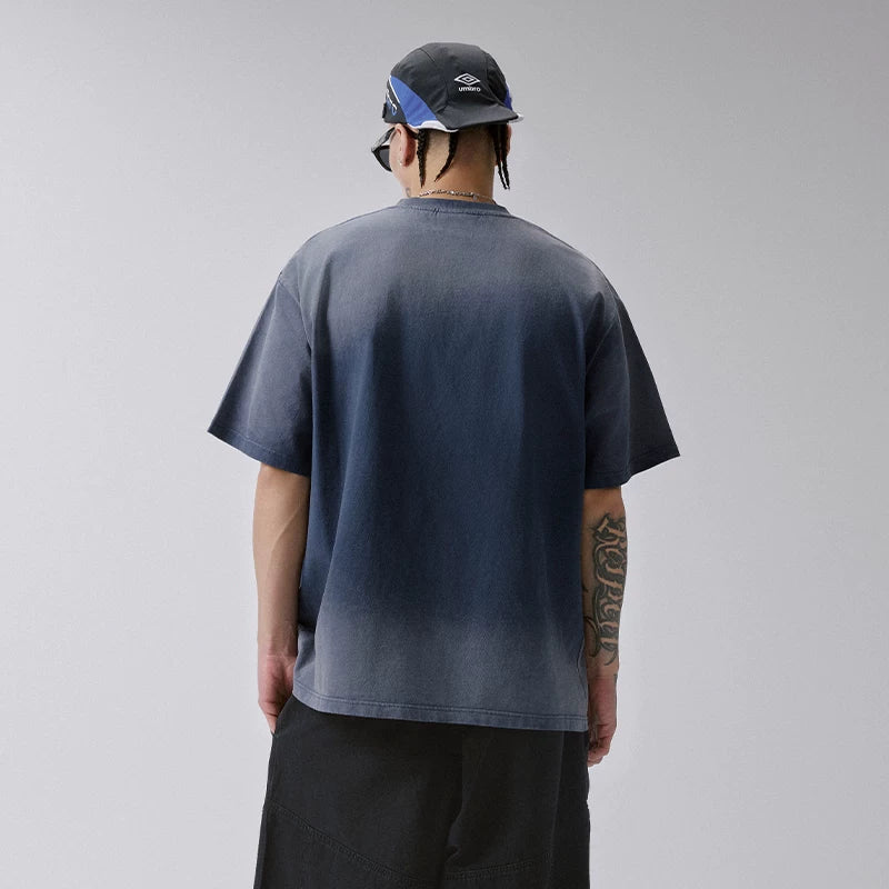 F2CE heavyweight pure cotton gradient washed portrait printed T-shirt, American style vintage loose shoulder short sleeved, unisex