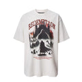 F2CE American Trendy Men's T-shirt Heavy Retro Vintage High Street Printed Couple Summer Loose Casual Short Sleeve