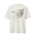 F2CE Angel Noise Printed Vintage Round Neck Short Sleeve Loose Trendy High Street Casual T-shirt for Men and Women