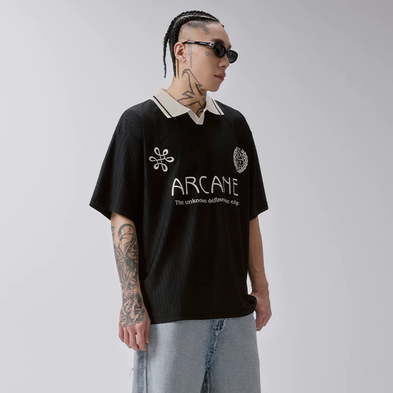 F2CE速干透气凉感拼接撞色球服复古polo衫美式潮流短袖休闲球衣T