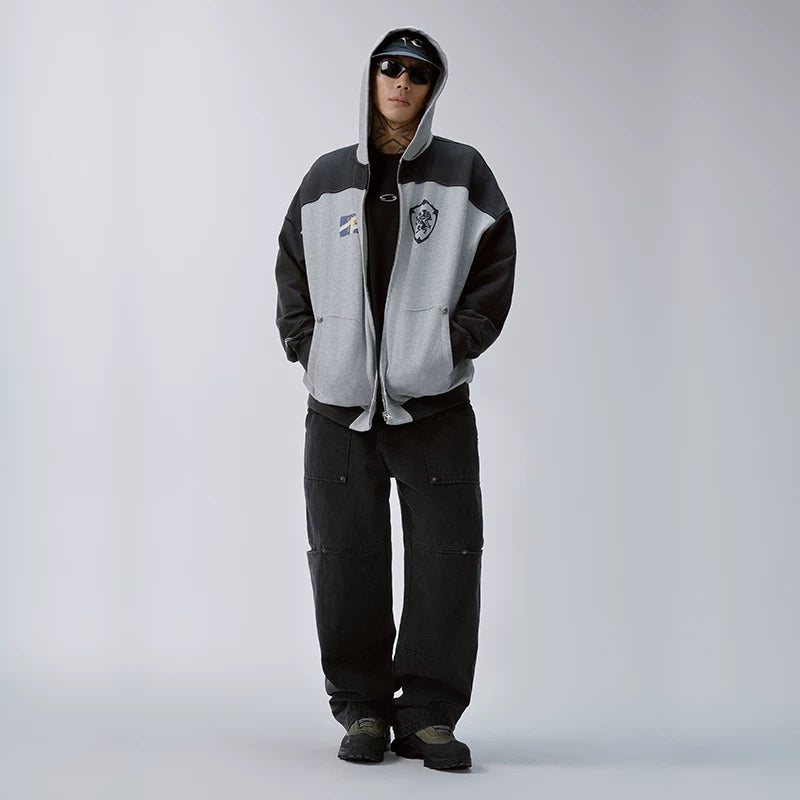 F2CE High Street Trendy American Casual Pants Used Jeans with Multiple Pockets Loose and Loose Straight Tube Workwear Pants