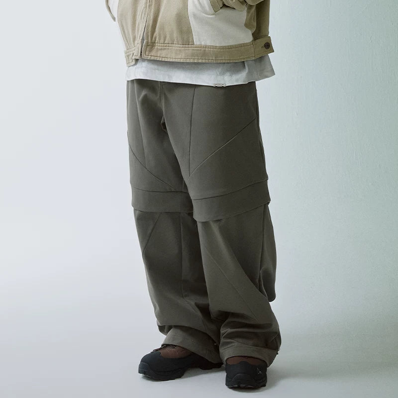 F2CE split splicing functional workwear casual pants autumn and winter loose wide leg American trend Vibe style high street pants