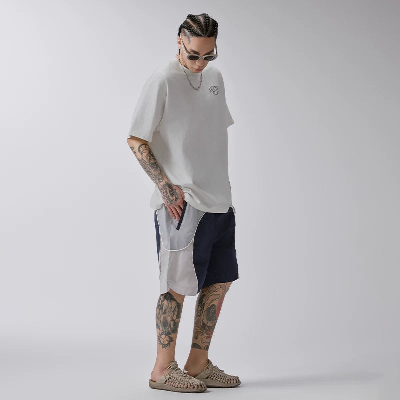 F2CE Dark Gothic Church Printed Short Sleeve American High Street silhouette Summer Tide Brand Off Shoulder Sleeve Casual Loose T-shirt