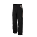 F2CE splicing contrasting functional work pants, loose straight leg men's trendy Vibe style high street pants, casual pants for autumn and winter