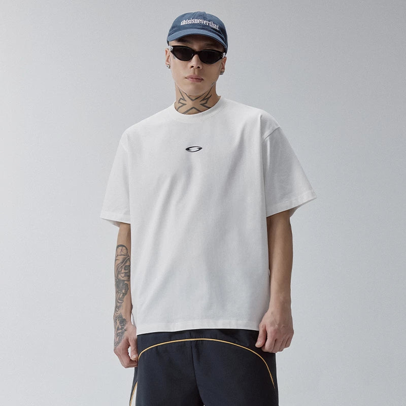 F2CE basic logo printed couple short sleeved heavy loose retro cleanfit simple versatile T-shirt for men and women