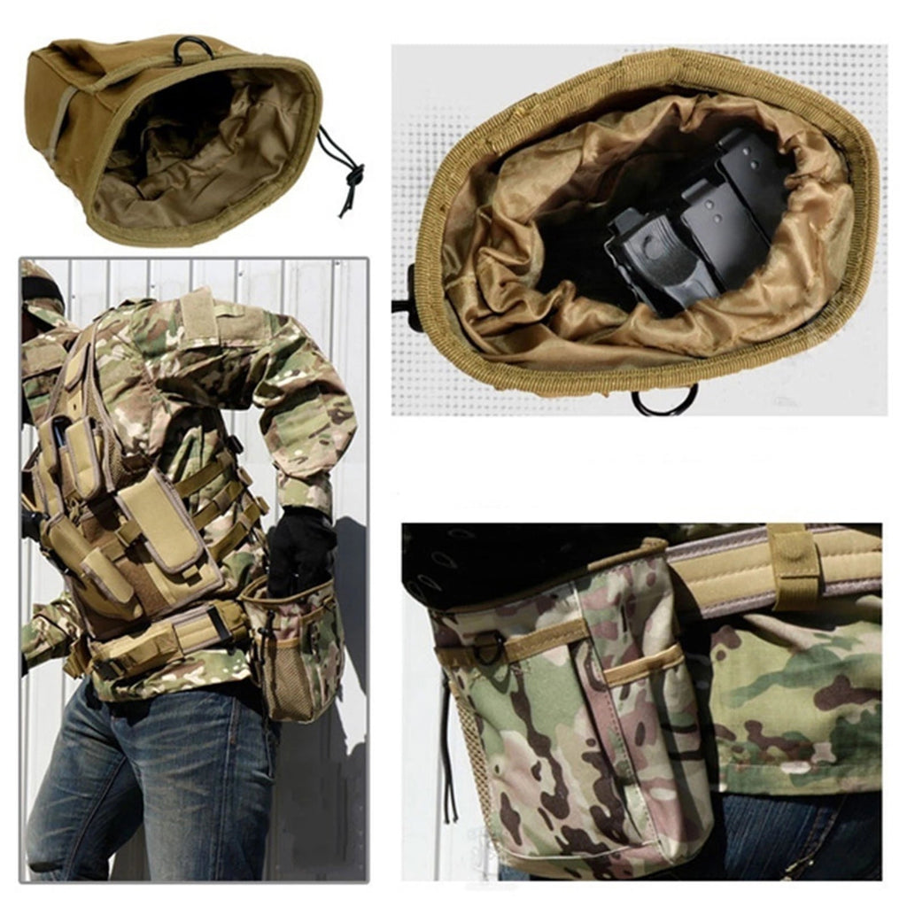 Outdoor MOLLE Tactical Bag – Dump Pouch & Magazine Pouch, EDC Utility Waist Pack for Shooting, Hunting, Airsoft & Survival