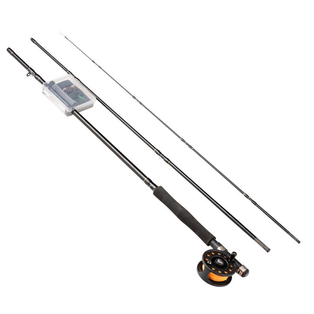 8-Foot 3-Piece Fly Fishing Rod and Reel Combo with Assorted Flies
