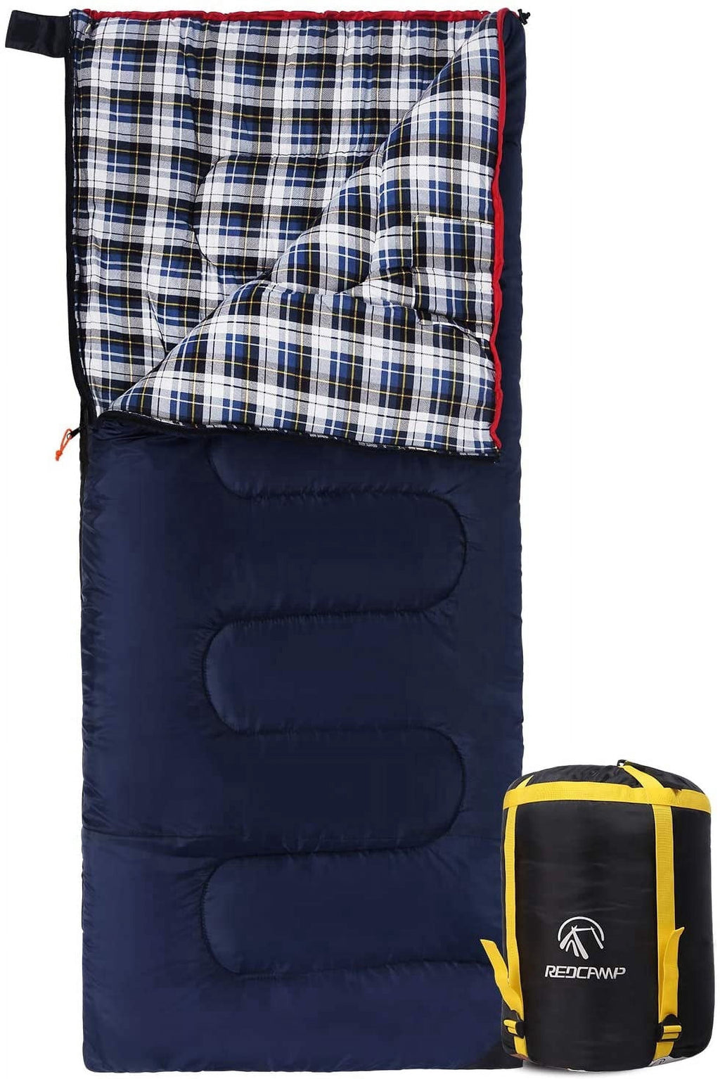 Cotton Flannel Sleeping Bag for Camping Backpacking,4 Season Adults Cold Weather Envelope Sleeping Bags with 2/3/4Lbs Filling