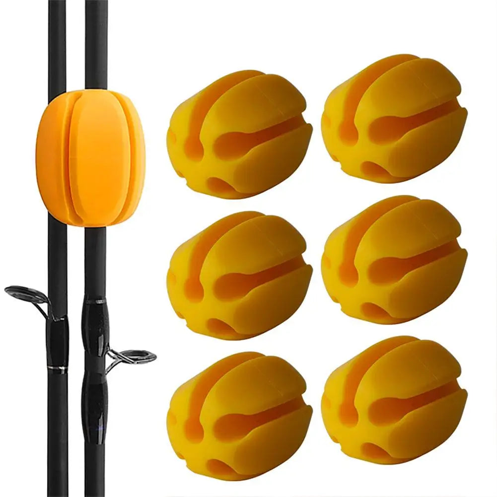 Silicone Fishing Rod Holder Set – 6pcs Soft Rubber Straps for Rod Protection & Storage