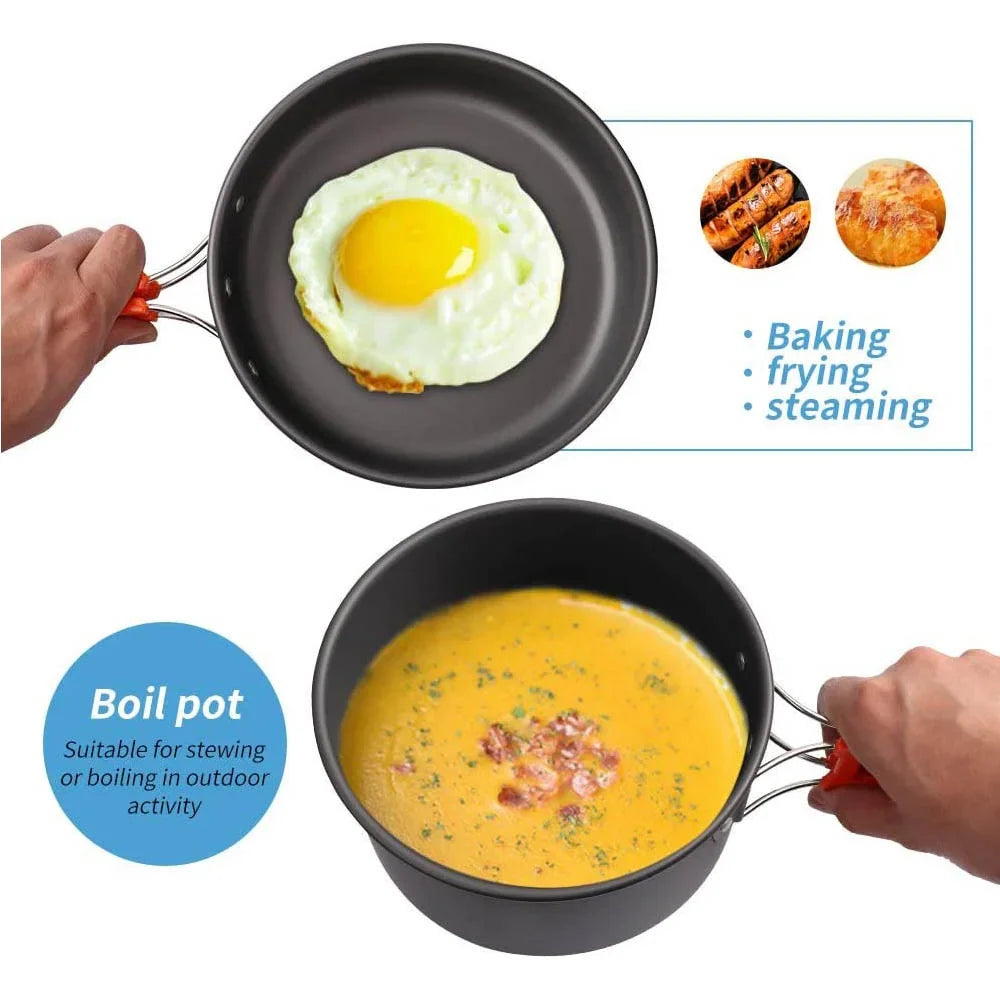 Portable Camping Cookware Set – Lightweight Non-Stick Outdoor Cooking Kit for Hiking & Backpacking
