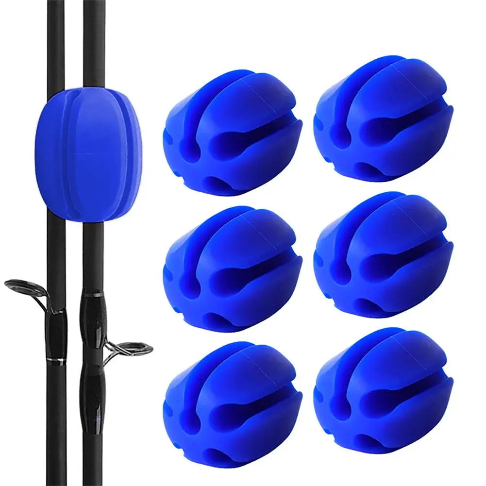 Silicone Fishing Rod Holder Set – 6pcs Soft Rubber Straps for Rod Protection & Storage