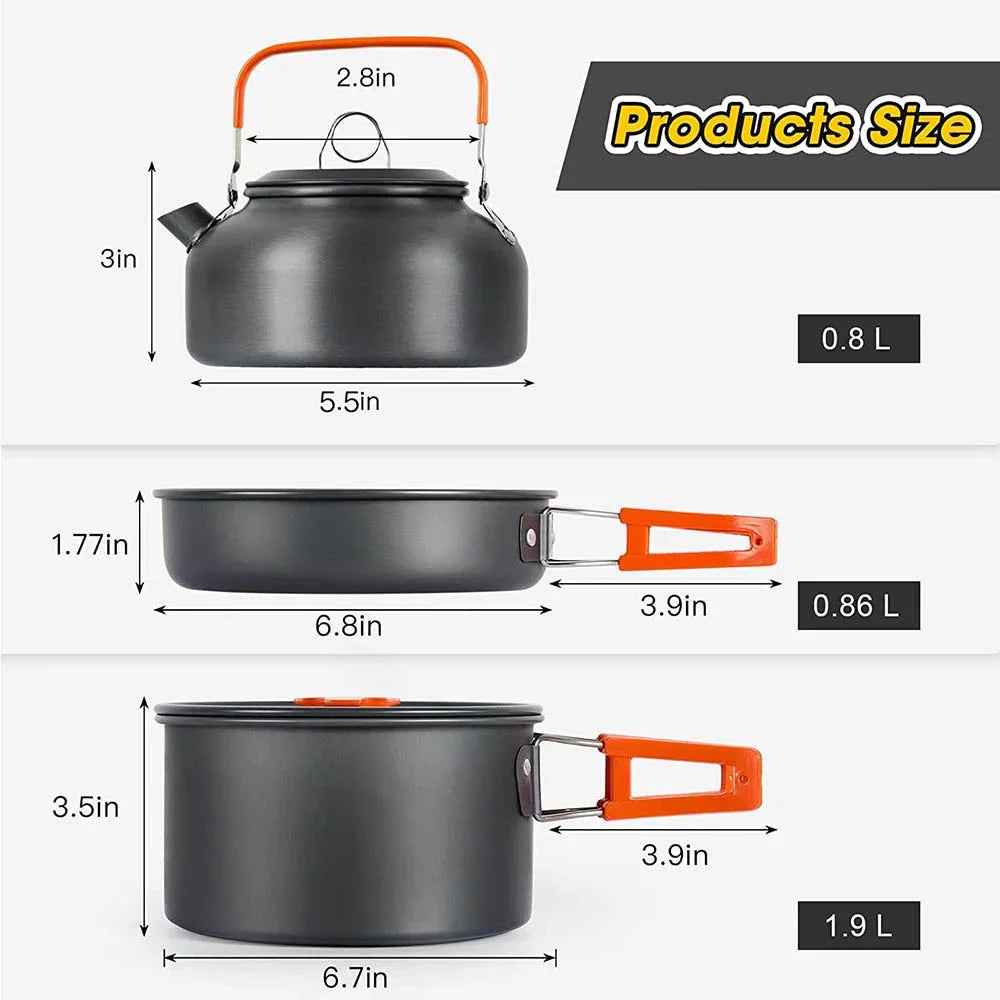 Portable Camping Cookware Set – Lightweight Non-Stick Outdoor Cooking Kit for Hiking & Backpacking