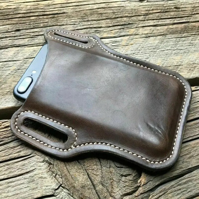 Leather Phone Holster for Men – Belt Clip Cell Phone Holster Pouch for iPhone & Smartphones
