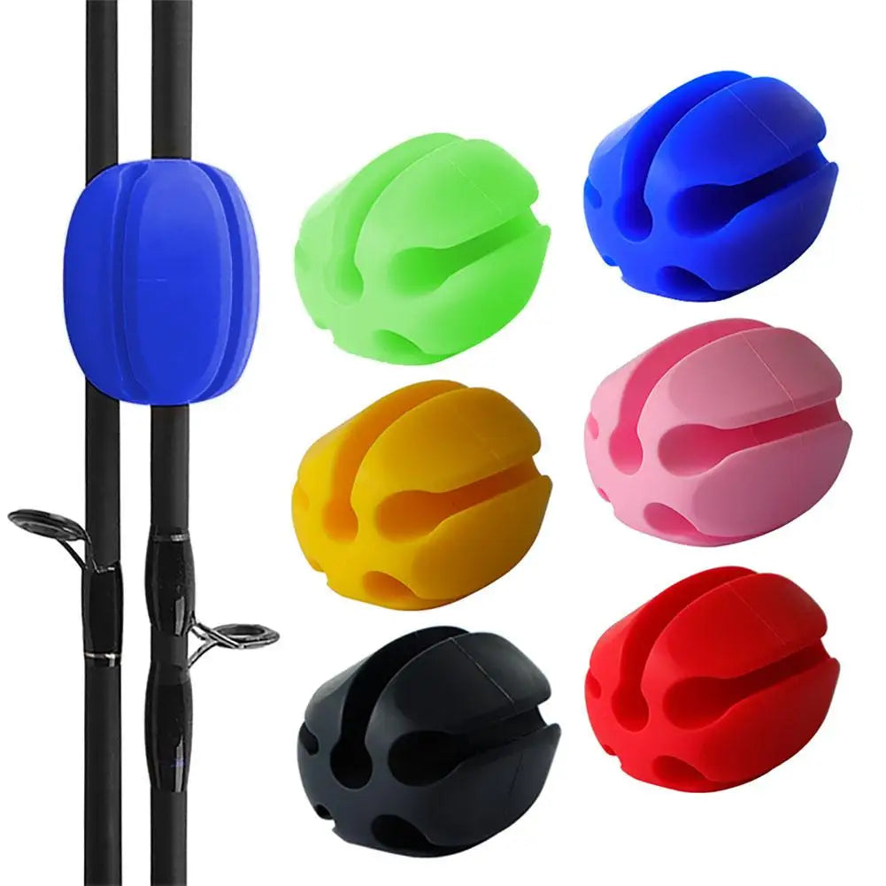 Silicone Fishing Rod Holder Set – 6pcs Soft Rubber Straps for Rod Protection & Storage