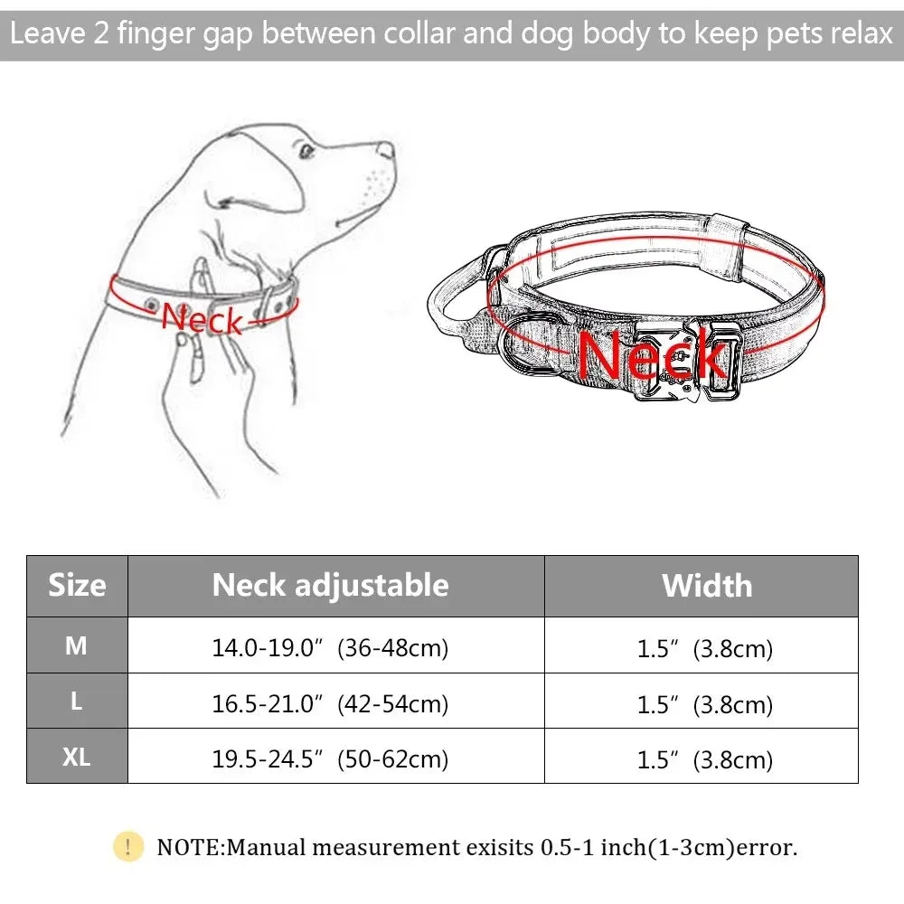 Tactical Adjustable Dog Collar with Handle – Military & Police Dog Collar, Durable Nylon, Quick Release