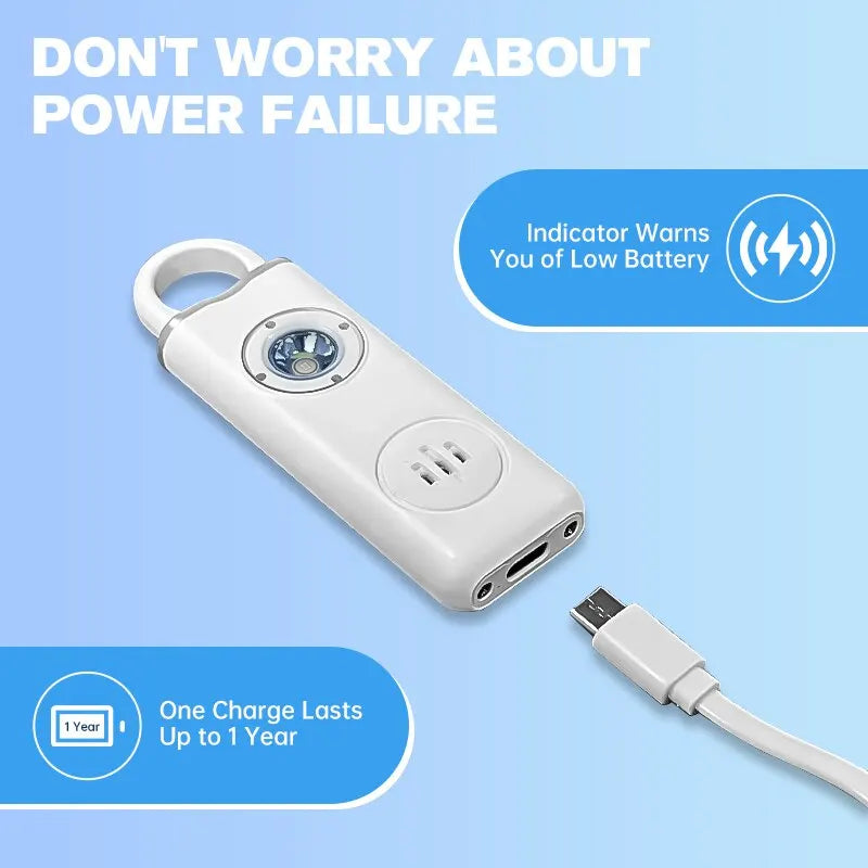 Self Defense Alarm Keychain – 130dB Rechargeable Personal Safety Alarm with LED Light & Carabiner