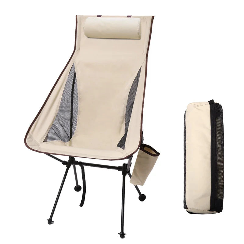 Portable Folding Camping Chair with Headrest – Lightweight Heavy-Duty Aluminum Outdoor Chair