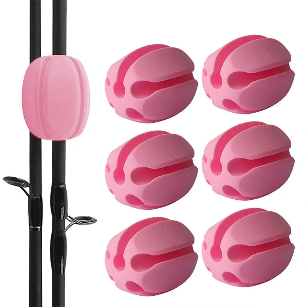 Silicone Fishing Rod Holder Set – 6pcs Soft Rubber Straps for Rod Protection & Storage