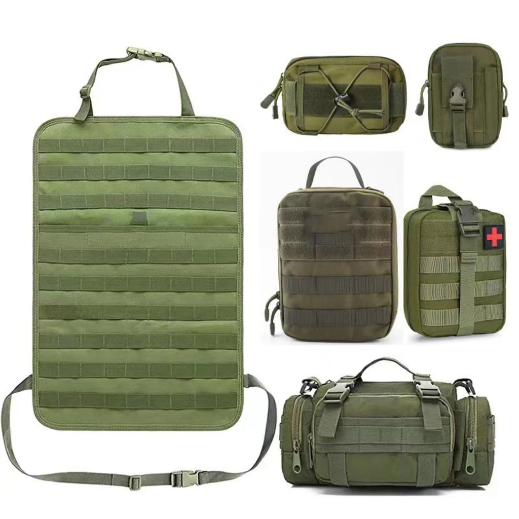 Tactical Back Seat Molle Organizer with 5 Detachable Molle Pouches