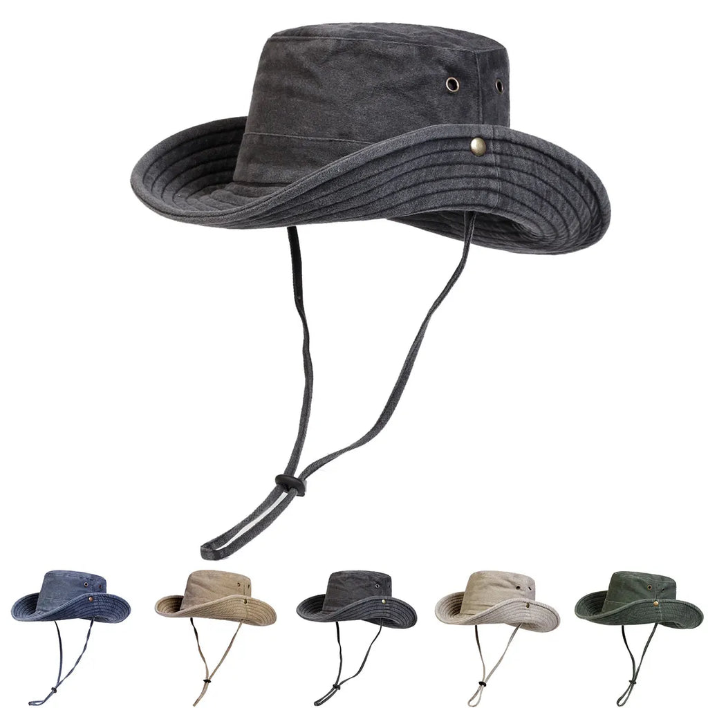 Unisex Outdoor Sun Hat with Chin Strap – Wide Brim UV Protection Fishing Hat, Hiking & Men’s Summer Sun Hats