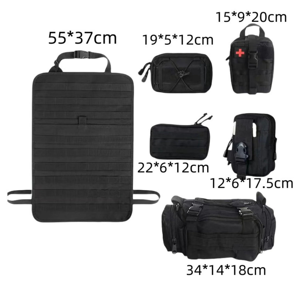 Tactical Back Seat Molle Organizer with 5 Detachable Molle Pouches