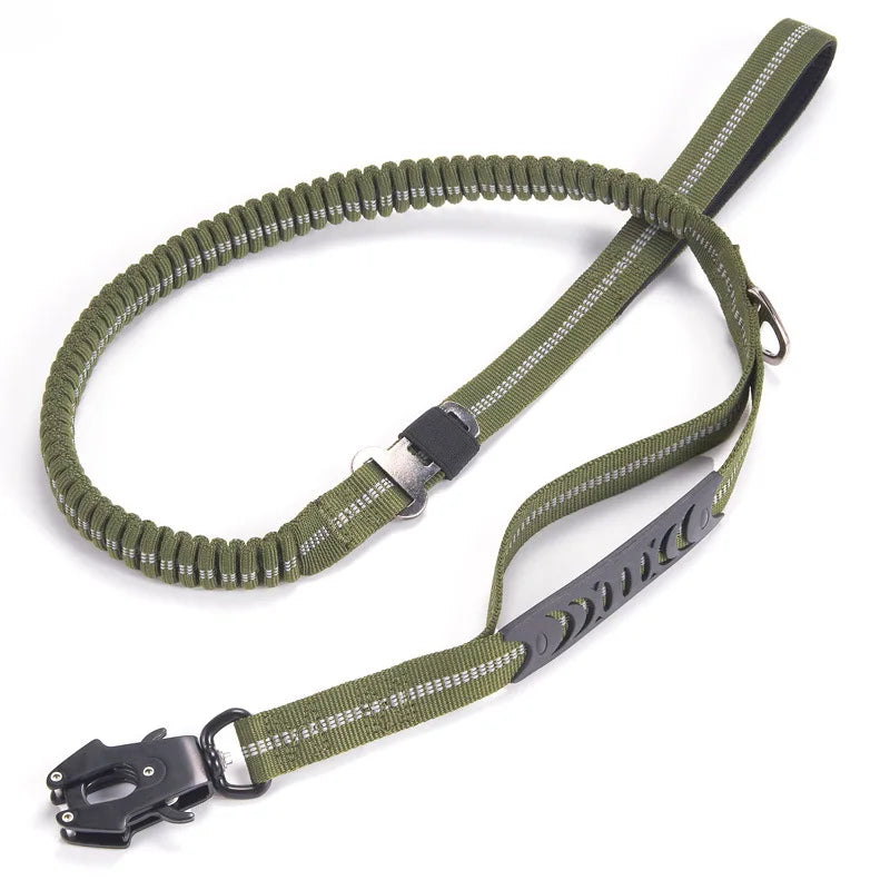Heavy Duty Tactical Bungee Dog Leash with 2 Handles – K9 Training & Walking Leash for Large Dogs