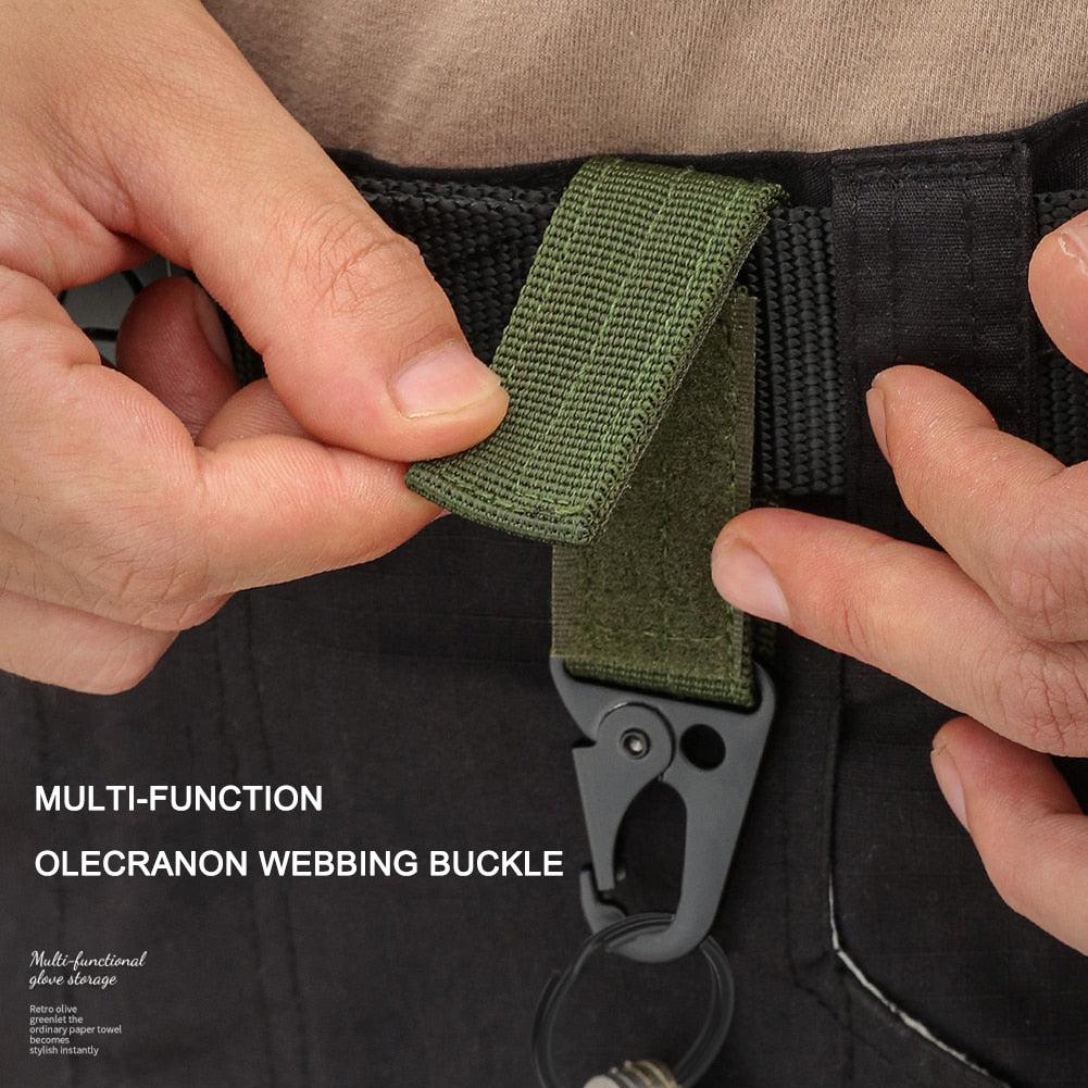 2 PCs Tactical Gear Clip: Nylon Key Ring Holder & Molle Hook Carabiner