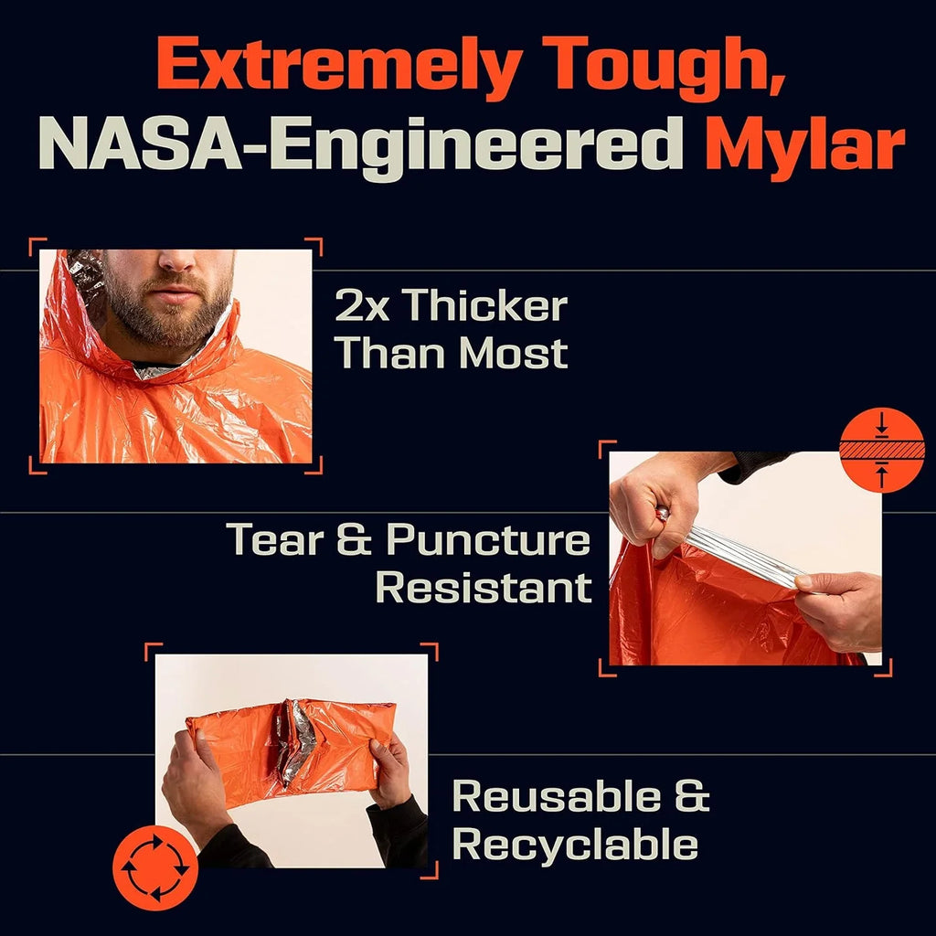 Emergency Thermal Rain Poncho – Waterproof Survival Blanket for Hiking & Outdoor Safety