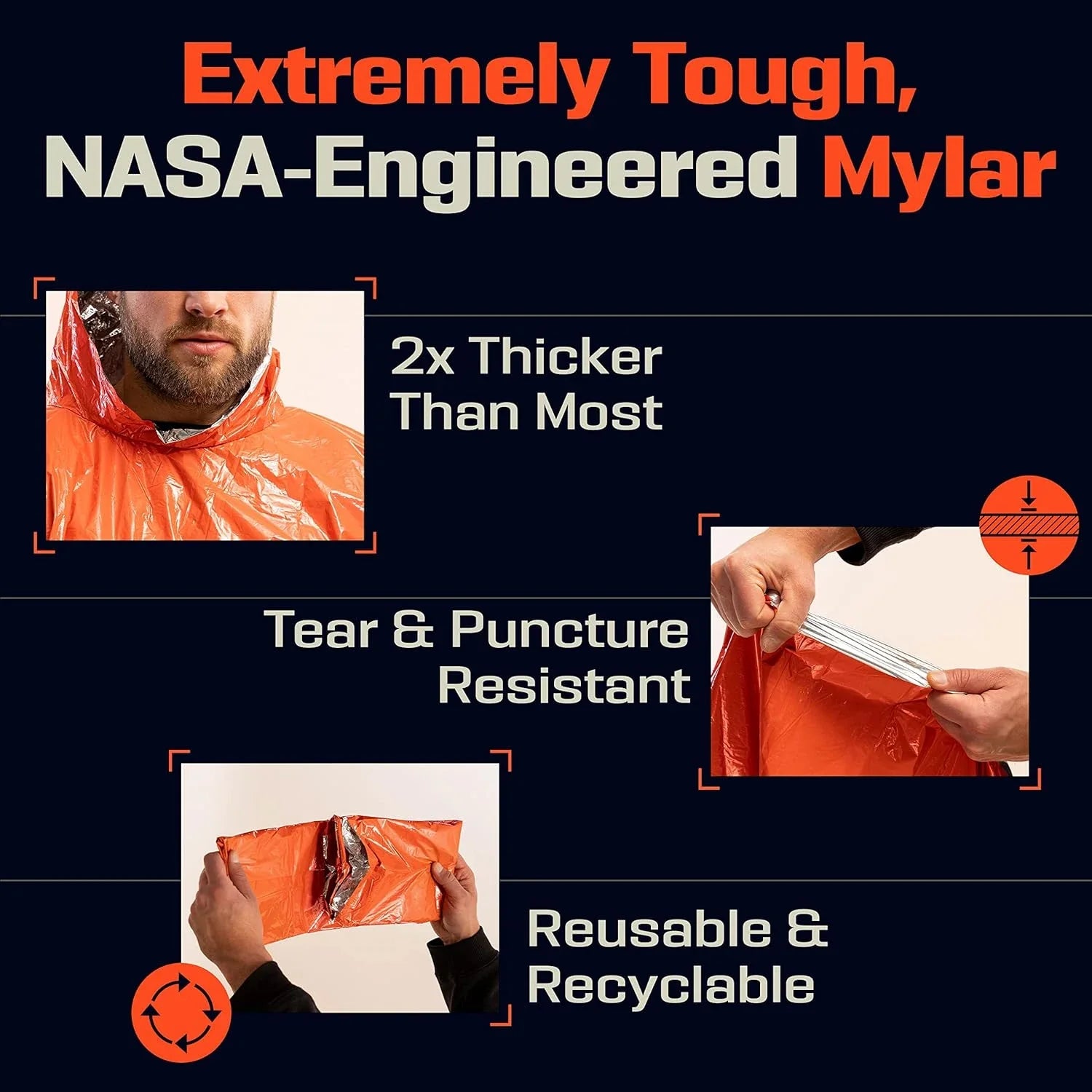 Emergency Thermal Rain Poncho – Waterproof Survival Blanket for Hiking & Outdoor Safety
