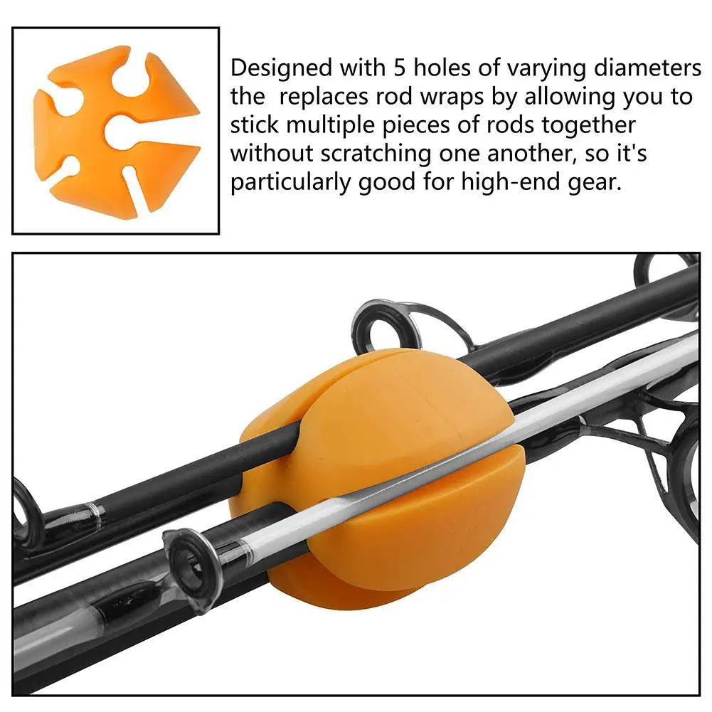 Silicone Fishing Rod Holder Set – 6pcs Soft Rubber Straps for Rod Protection & Storage