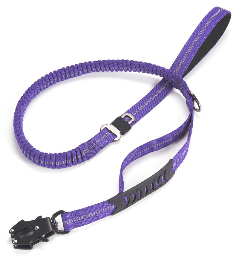Heavy Duty Tactical Bungee Dog Leash with 2 Handles – K9 Training & Walking Leash for Large Dogs