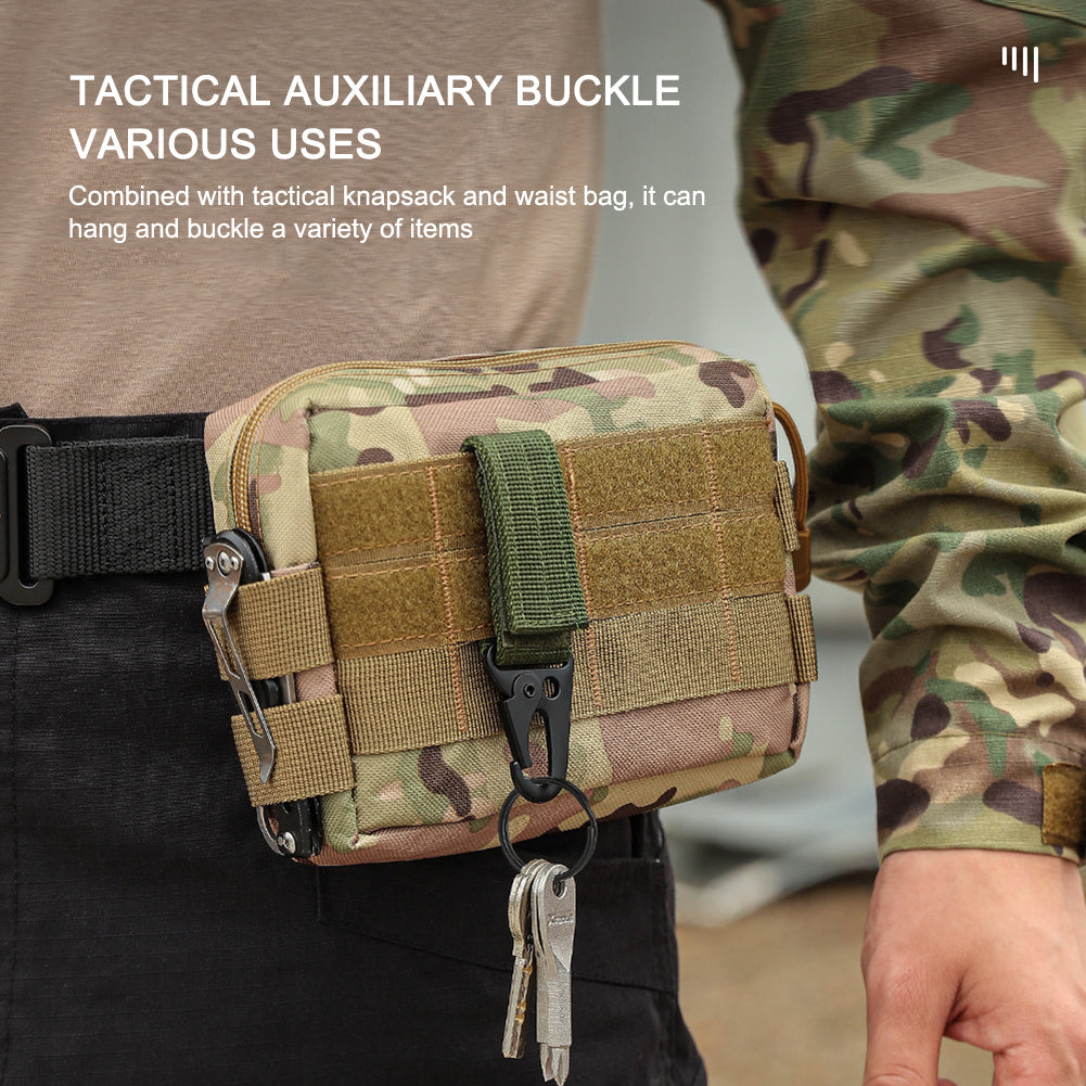 2 PCs Tactical Gear Clip: Nylon Key Ring Holder & Molle Hook Carabiner