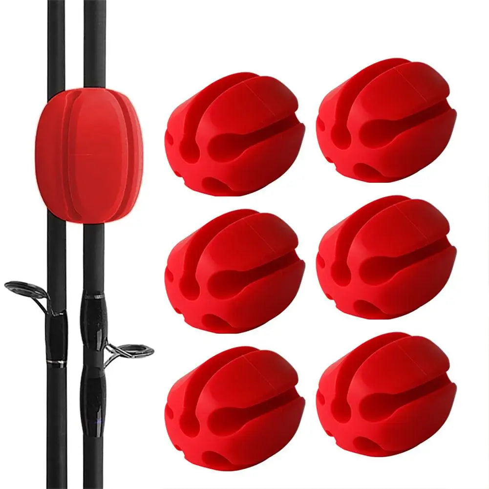 Silicone Fishing Rod Holder Set – 6pcs Soft Rubber Straps for Rod Protection & Storage